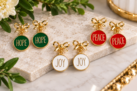 Holiday Blessings | Gold Bow Drop Earrings