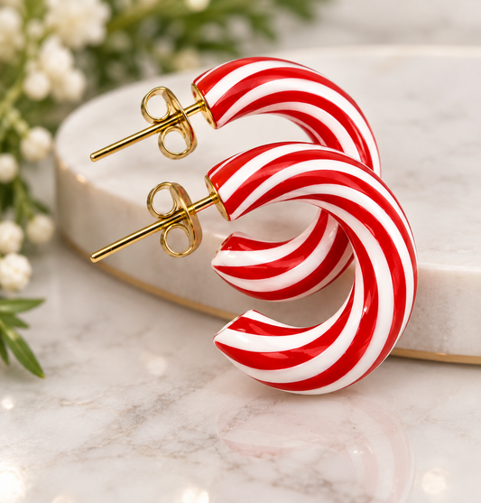 Peppermint Patty | Polymer Clay Hoop Earrings