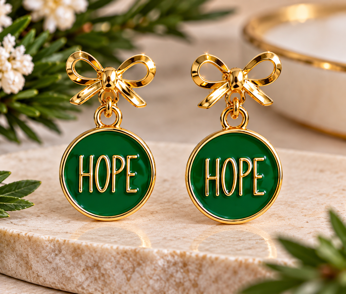Holiday Blessings | Gold Bow Drop Earrings