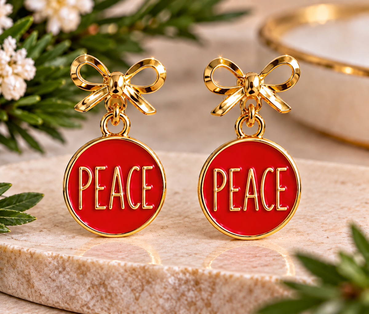 Holiday Blessings | Gold Bow Drop Earrings