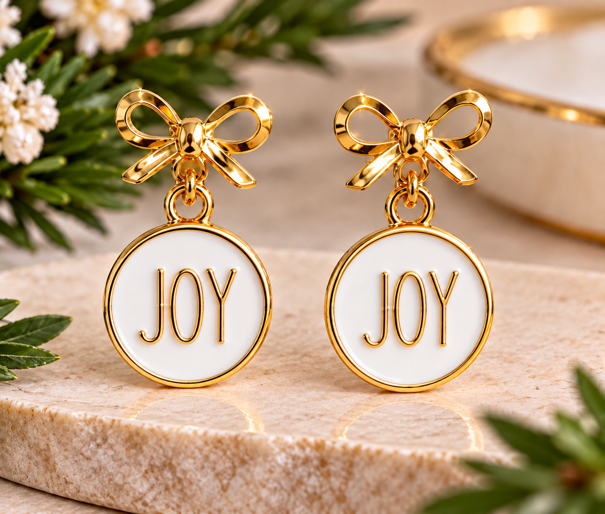 Holiday Blessings | Gold Bow Drop Earrings